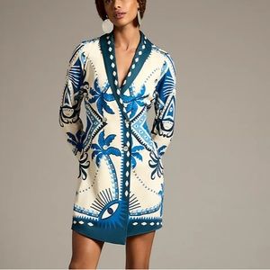 Farm Rio Long Sleeve Wrap Blazer Dress